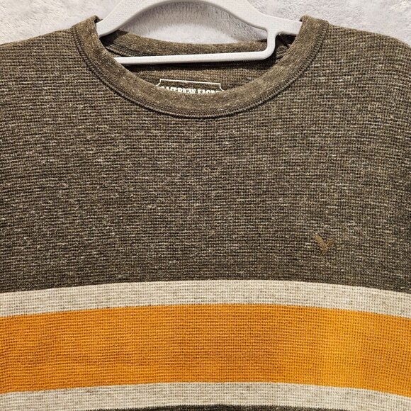 American Eagle Thermal Shirt Mens M Henley Long Sleeve Waffle Knit gorpcore work - Picture 5 of 15
